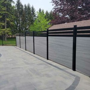 Horizontal Chai Grey Vinyl Fence
